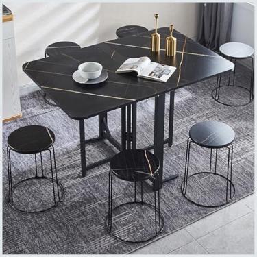 Imagem de 80 x 140 cm, mesa de jantar dobrável, multifuncional, retangular, extensível, dobrável em 3 formas para cozinha e sala de estar