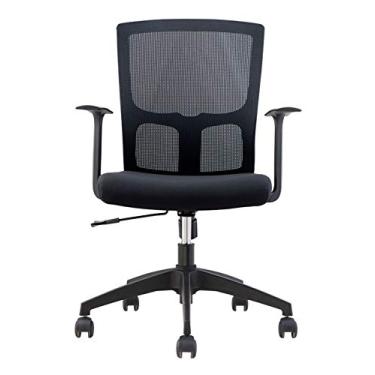 Imagem de LIYFF-Stools Cadeira de escritório giratória ergonômica de malha média para computador com apoio de braço em forma de T e suporte lombar para escritório em casa - preto/laranja