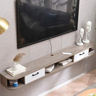 Imagem de HHHJQFAAT Prateleira flutuante prateleira de parede quarto sala de estar armário de TV montado na parede caixa de descanso Sky Box roteador prateleira de armazenamento de fotos fundo de TV prateleira