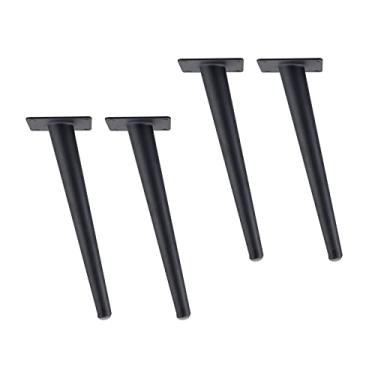 Imagem de Conjunto de 4 pernas de sofá de design industrial, pernas de móveis de cone oblíquo preto, pernas de sofá de substituição, pernas de banco de metal, peso do rolamento: 500 kg (12 cm/4,7 pol.)