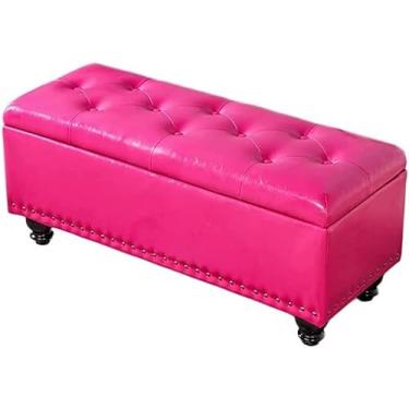 Imagem de Banco para pés, banco de armazenamento familiar, bancos de armazenamento, banco de sofá, quarto, cama, banco de mudança, banco de sapatos, banco longo, banco de couro, quarto, cama, banco de roupas