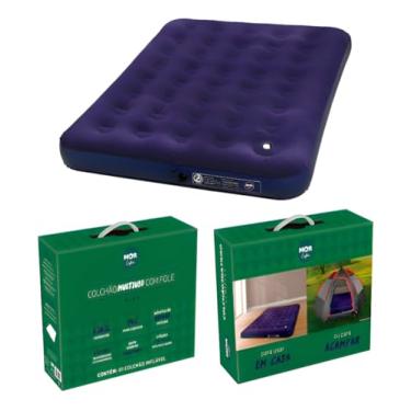 Imagem de Colchão Inflável Casal com Inflador Acoplado Multiuso + Adesivo de Reparo – Resistência, Conforto e Praticidade
