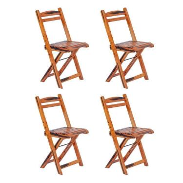 Imagem de Kit 4 Cadeiras Dobrável 100% Madeira Maciça Ypê Ideal Para áreas Externas E Internas Cerejeira