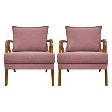 Imagem de Kit 2 Poltronas Decorativas Shine Bouclé Premium - Rosê Buclê