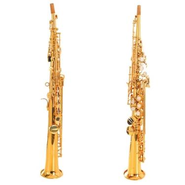 Imagem de Instrumento de saxofone Saxofone Duplo Pescoço Soprano Saxofone Soprano Instrumento de Sopro Iniciantes Classificação e Desempenho Profissional (B)