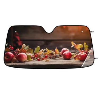 Imagem de Para-brisa dianteiro do carro, pára-brisa fruta, maçã, outono, madeira, dobrável, leve, janela, para-sol, proteção contra para-brisa, bloqueia o verão, raios UV, sol, mantém o carro fresco viseira de