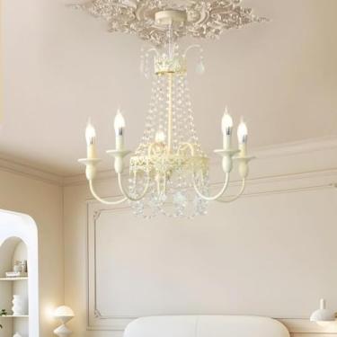 Imagem de Lustre de cristal estilo americano campestre com galhos - Iluminação LED vintage para sala, balcão de bar e quarto | Produto Cross-Border (5 lâmpadas)