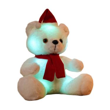 Imagem de Boneca de brinquedo de pelúcia Teddys Christmas Bear branca 23 cm