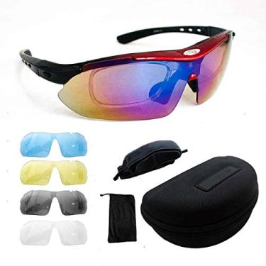 Imagem de Kit Óculos Ciclismo Bike 5 Lentes Suporte Grau Ciclista (Vermelho)
