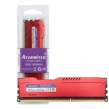 Imagem de Memória RAM Gamer Desktop Atermiter 8GB 1600MHz DDR3, PC3-12800-CL11, DIMM, 1.5V, com Dissipador Vermelho