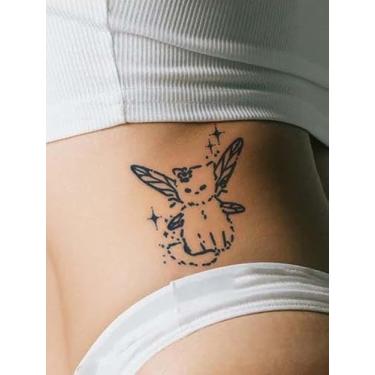 Imagem de 6 peças de tatuagens minimalistas semi permanentes de suco de ervas flor coração estrela mangcuid gato 7-14 dias sem derramamento não reflexivo braço ombro pescoço clavícula corpo adesivo tatuagem