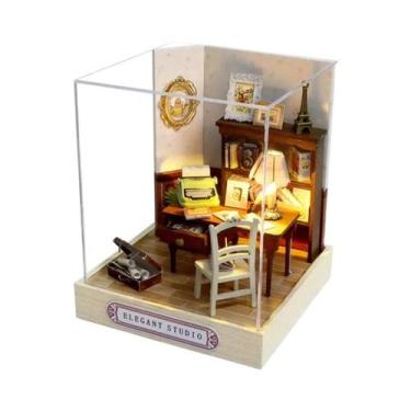 Imagem de Kit De Casa De Bonecas De Madeira Feita À Mão, Quebra-Cabeça 3D Com Lu