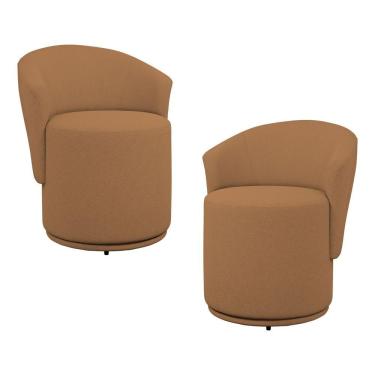 Imagem de Kit 02 Poltronas Orgânicas Living Mavi Fixa Bouclê Terracota - Desk Design