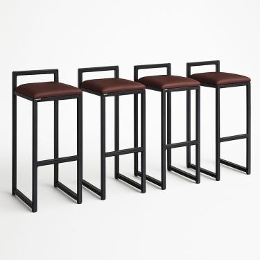Imagem de Kit 4 Banqueta Corino Balcão Industrial Cozinha Gourmet Bar Marrom