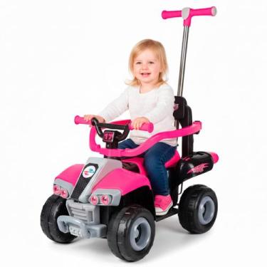 Imagem de Mini Carro Elétrico Infantil Rosa 6V A Bateria Com Luz E Som Frente E 