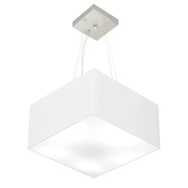 Imagem de Lustre Pendente Quadrado Vivare Md-4005 Cúpula Em Tecido 21/35x35cm - Bivolt Branco 127/220v