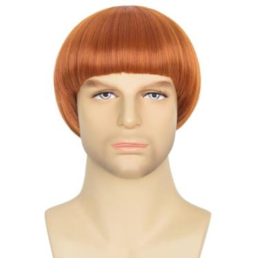 Imagem de Peruca curta reta de gengibre com franja para homens estilo anos 60 cosplay peruca para festa de Halloween
