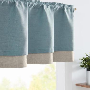 Imagem de Cortina Valance jinchan Linen Texturizada Blackout 45 cm Azul