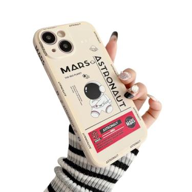 Imagem de Yonds Queen Capa fofa compatível com iPhone 13, desenho animado astronauta, foguete espacial, design elegante, amortecedor, borracha TPU macia, antiderrapante, à prova de choque (iPhone 13, branco)