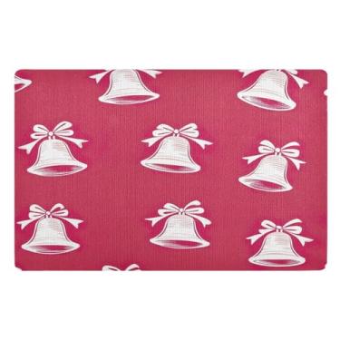 Imagem de STAYTOP Tapete de porta de sino de Natal para entrada externa 81 x 50 cm, tapete de boas-vindas ao ar livre/interno, tapetes de banho fofos, capacho frontal antiderrapante para entrada, pátio, áreas