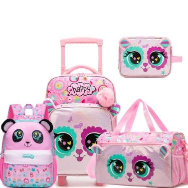 Imagem de Homskiii Conjuntos de bagagem infantil com rodas para meninas malas macias de viagem 40,6 cm Mala de transporte aprovada por companhias aéreas, 01 Rosa, 16inch