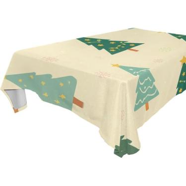 Imagem de Burbuja Toalha de mesa de árvore de Natal, toalha de mesa quadrada anti-rugas grossa para decoração de jantar, cozinha, festa, 152 x 152 cm