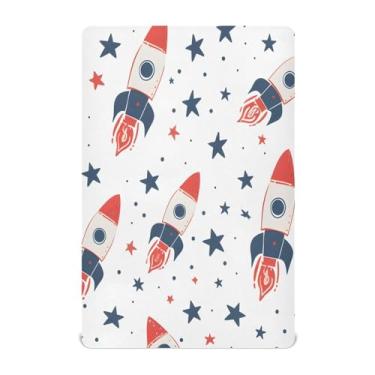 Imagem de CEBUGI Lençol de berço elástico para bebês meninos e meninas, estrelas, planetas, minilençol com elástico para crianças, material neutro, ultra macio, colchão infantil padrão completo, P