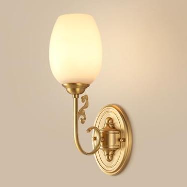 Imagem de Luminária de parede de vidro em formato de flor, luminária decorativa de parede para interiores, corpo em cobre, luminária de parede criativa e personalizada, arandela de arte, luminária vin