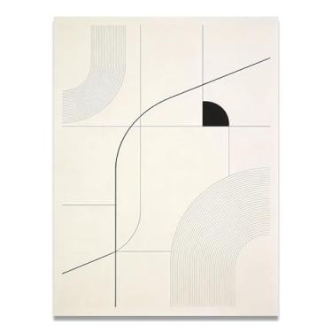 Imagem de LKXGRRSFG Arte em tela minimalista fusão preto e branco: Serenidade tons neutros grande área em branco para decoração de espaço calmo 11,20 x 45 cm sem moldura