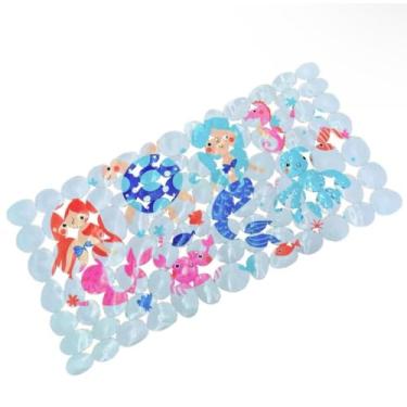 Imagem de Tapete de Banheiro Antiderrapante Moderno com Ventosa Retangular para Box e Chuveiro (504-Sereia)