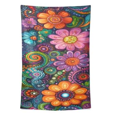 Imagem de STAYTOP Tapeçaria lindas flores étnicas retrô tapeçarias para decoração de casa decoração de dormitório sala de estar quarto tapete de parede (80 × 60 pol)