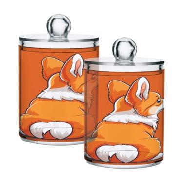 Imagem de CEBUGI Dispensador de suporte Qtip para cotonetes, bolas, almofadas, palhetas de fio dental, pote de boticário de plástico transparente com tampa, acessórios essenciais de banheiro, decoração, 2