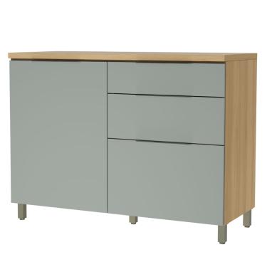 Imagem de Balcão Gabinete de Cozinha 1,20m 1 Porta 3 Gavetas 100% Mdf Mariah