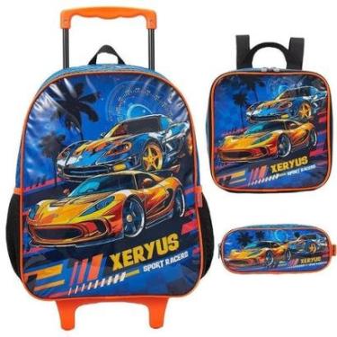 Imagem de Kit Mochila de Rodinha Lancheira Estojo Xeryus Carros-Masculino