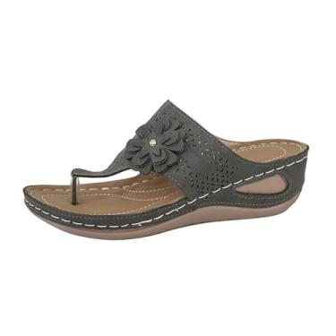 Imagem de Pantufas femininas casuais de salto cunha bico redondo plataforma deslizante PU superior para uso diário, Verde, 34