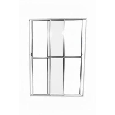Imagem de Porta Sacada 3 Folhas De Vidro Aluminio Brilhante C/ Trinco 2,10X2,00 
