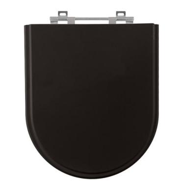 Imagem de Assento Sanitário Carrara Preto Tampa para Vaso Deca de Madeira Laquea