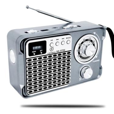 Imagem de Radio Retro Portatil Am Fm Bluetooth USB SD Bateria Recarregavel Luminaria RGB(Cinza)