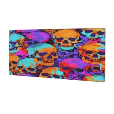 Imagem de Tapete de mouse colorido psicodélico grande e legal à prova d'água para computador estendido tapete protetor de mesa base de borracha antiderrapante para escritório, computador, teclado, laptop e mesa