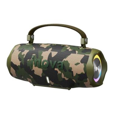Imagem de INAVA Caixa de Som Bluetooth 5.4 com Música 12 Horas por Dia - Som Estéreo Explosivo, Luzes RGB Coloridas, Impermeável IPX6 - Sua Companheira Perfeita para Praia, Acampamento e Festas (Camuflagem)