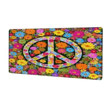 Imagem de Tapete de mouse grande com cores de paz, à prova d'água, tapete protetor de mesa estendido para computador, base de borracha antiderrapante para escritório, computador, teclado, laptop e mesa de casa