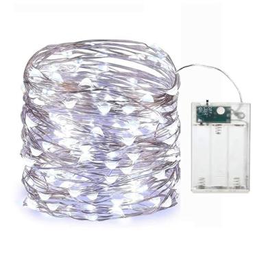 Imagem de 1 peça de luzes LED de fada de 5 m, alimentado por bateria 3AA, adequado para festas de casamento, Natal, etc. Modo constante e intermitente, branco