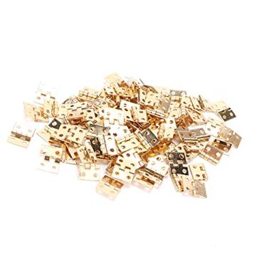 Imagem de Naroote 100 Peças Mini Dobradiças de Metal retrô Requintadas Com Parafusos para Caixa de Joias DIY Decoração Amarela Pequeno Acessório de Metal para Projetos de Madeira, Modificação de Caixa,