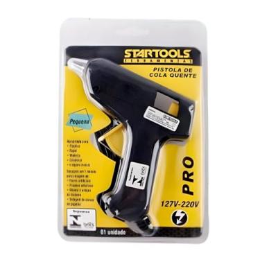 Imagem de Pistola de Cola Quente Pequena Bivolt, 8W, Preta, Plástico e Metal, 12x2x11 cm, 115g, com Bico de Precisão e Suporte Metálico