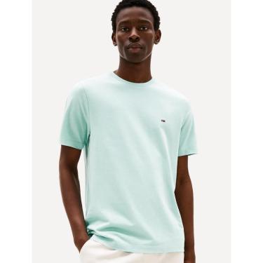 Imagem de Camiseta Tommy Jeans Masculina Regular Jersey C-Neck Flag Azul Claro-Masculino