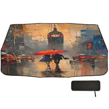 Imagem de Guarda-sol romântico para para-brisas de carro, proteção de isolamento térmico, persianas de carro para para-brisas 147 x 75 cm