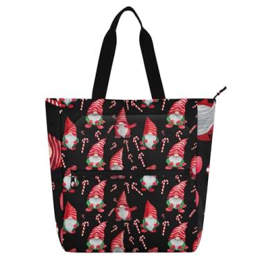 Imagem de Sacola feminina preta vermelha verde gnomos para trabalho lona faculdade escola bolsas utilitárias bolsas de escritório amantes de livros presentes