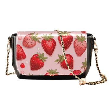 Imagem de GAIGEO Bolsas tiracolo femininas de couro Navajo bege e marrom, bolsa tiracolo de couro com aba, bolsas transversais para mulheres, Morango em rosa - 4, One Size