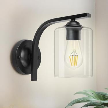 Imagem de Arandela de parede 1 luz, luminária de parede moderna, luminárias de banheiro com lâmpada de parede preta fosca para espelho, quarto, cozinha,soquete E26, lâmpadas não incluídas