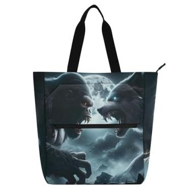 Imagem de GAIGEO Sacola feminina lobo gigante macaco monstro para trabalho, escola, bolsa para professores, amantes de livros